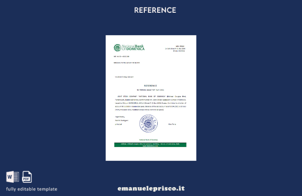 stile verificato Modello di riferimento della Dominicia National Bank of Dominic